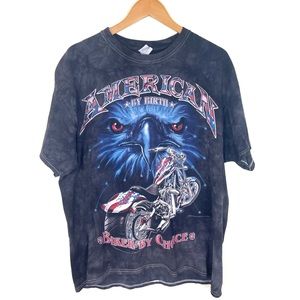 New school tie dye American bikers tee